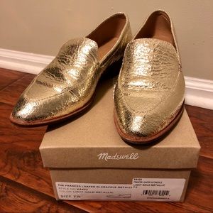 Madewell Frances Loafer in Crackle Light Gold